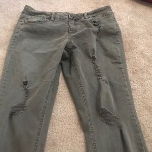 Olive green ripped jeans